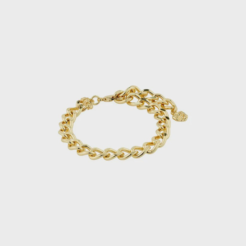PILGRIM | CHARM RECYCLED CURB CHAIN BRACELET

Curb chain statement! Gold-plated curb chain bracelet in an elegant design - perfect for adding your favourite charms. The bracelet cultivates the edgy and industrial look with a powerful curb chain design that is ideal for combining with multiple bracelets in a trendy stacked look. Find your inner urban vibes and style with your favourite charms for a true power look