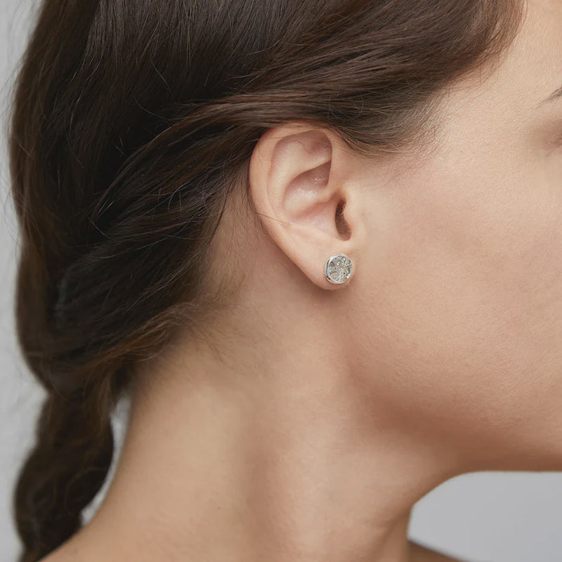 PILGRIM | JOSEFINE EARRINGS

Round silver-plated stud earrings with multiple small grey stones in one setting. The cluster of stones creates a luxurious rustic texture that resembles a small rocky landscape. The raw look is framed by a smooth and gently rounded edge. The interaction of rough and smooth surfaces creates a very fine balance and an aesthetic and harmonious look.