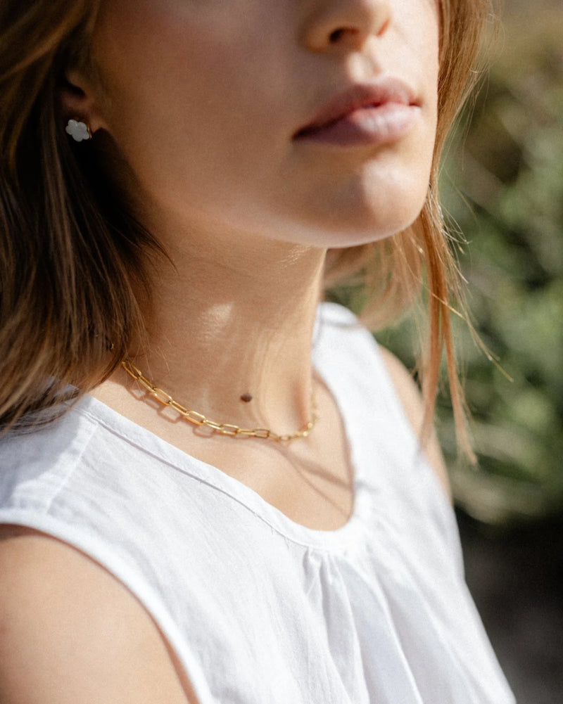 CASTEL & CO | AVA NECKLACE
Effortlessly chic and endlessly versatile, the Ava Necklace features a gold-plated paperclip chain, offering a modern take on a timeless classic. Its sleek, minimalist design makes it perfect for layering or wearing solo as a subtle statement. Whether dressed up or down, this piece adds an elegant edge to any look—a must-have staple for every jewellery collection.
Main material: stainless steel, gold plating
Necklace length: 40 + 5 cm
Waterproof and hypoallergenic
Weight: 5g