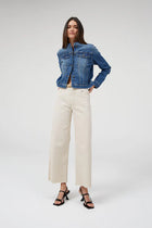 Dricoper Barrie Cream Jean A cropped wide-leg jeans designed mid to high rise. Slightly faded and lightly frayed at the bottom for a vintage appearance. At DRICOPER DENIM, we take pride in our Sustainable Fashion initiative and use eco-friendly materials to create our clothing.