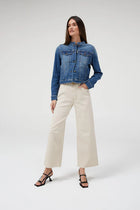 Dricoper Barrie Cream Jean A cropped wide-leg jeans designed mid to high rise. Slightly faded and lightly frayed at the bottom for a vintage appearance. At DRICOPER DENIM, we take pride in our Sustainable Fashion initiative and use eco-friendly materials to create our clothing.