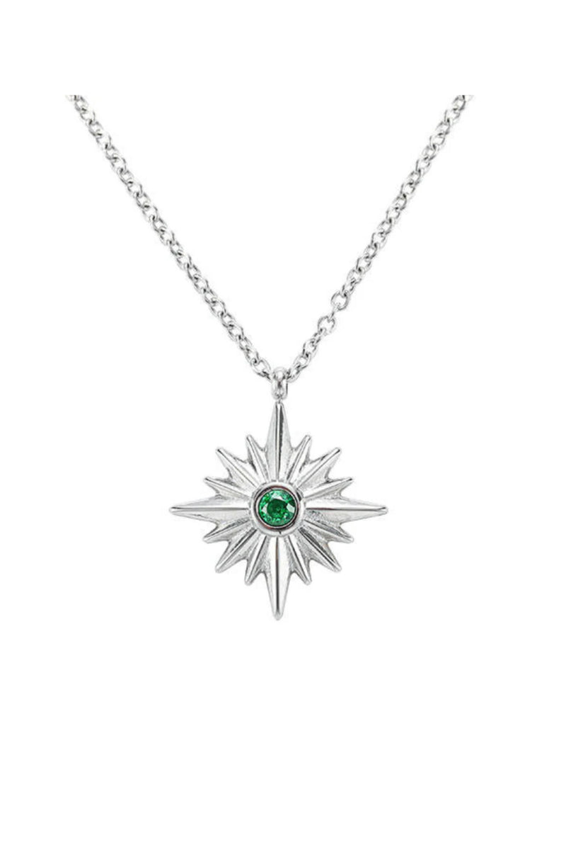 The PĀMU CELESTE NECKLACE. Elevate your style with our Celeste necklace featuring a North Star pendant adorned with a captivating green stone. The North Star symbolises guidance and growth, perfect for any occasion and designed for comfort and long lasting brilliance.&nbsp;

PĀMU jewellery is made to be worn everywhere, every day. Our pieces are water proof, sweat proof, ocean proof, nickel free and hypoallergenic.

Premium Stainless Steel + Stirling silver PVD coating