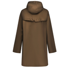 Charlie by Moke lightweight women’s raincoat in Antique Gold, featuring a sleek, streamlined silhouette and soft touch matte TPU finish with 5,000mm waterproof rated fabric, designed for easy layering and everyday wear in light to moderate rain.