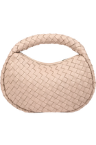 ALEO Laluna Bag. Handwoven crossway weave
Sand coloured cotton lining
Single magnet closure
Internal zip pocket &amp; open compartment
Zip closure.
Composition : Genuine treated Dollaro grained calf leather