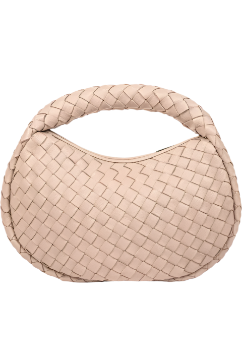 ALEO Laluna Bag. Handwoven crossway weave
Sand coloured cotton lining
Single magnet closure
Internal zip pocket &amp; open compartment
Zip closure.
Composition : Genuine treated Dollaro grained calf leather