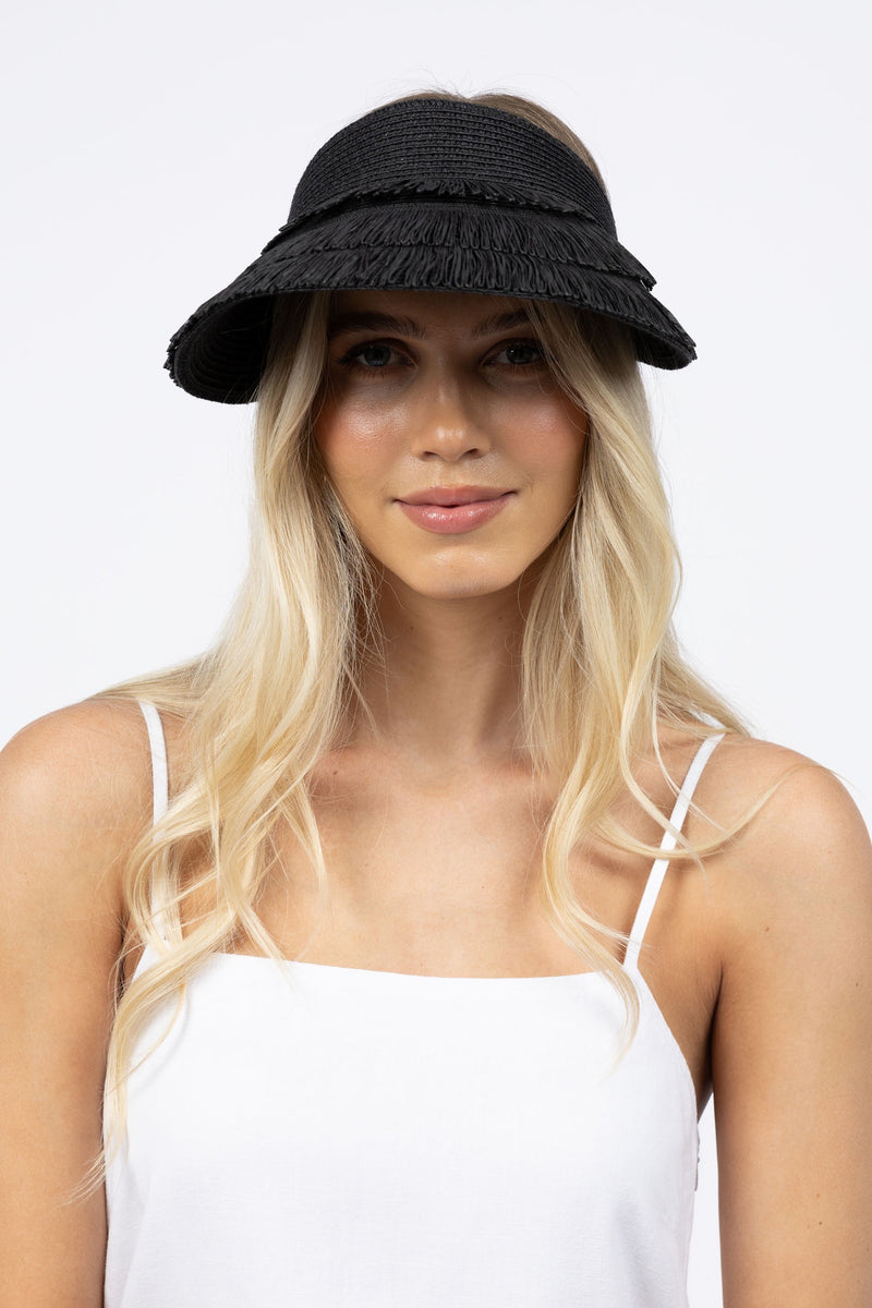 HUMIDITY | CABANA VISOR

Paper straw visor.
Wide Brim for ultimate sun protection.
Elasticized at back for perfect fit.
hook-and-loop closure.
One size.
Due to hygiene reasons all hats are considered final sale and cannot be returned or exchanged.