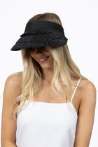 HUMIDITY | CABANA VISOR

Paper straw visor.
Wide Brim for ultimate sun protection.
Elasticized at back for perfect fit.
hook-and-loop closure.
One size.
Due to hygiene reasons all hats are considered final sale and cannot be returned or exchanged.