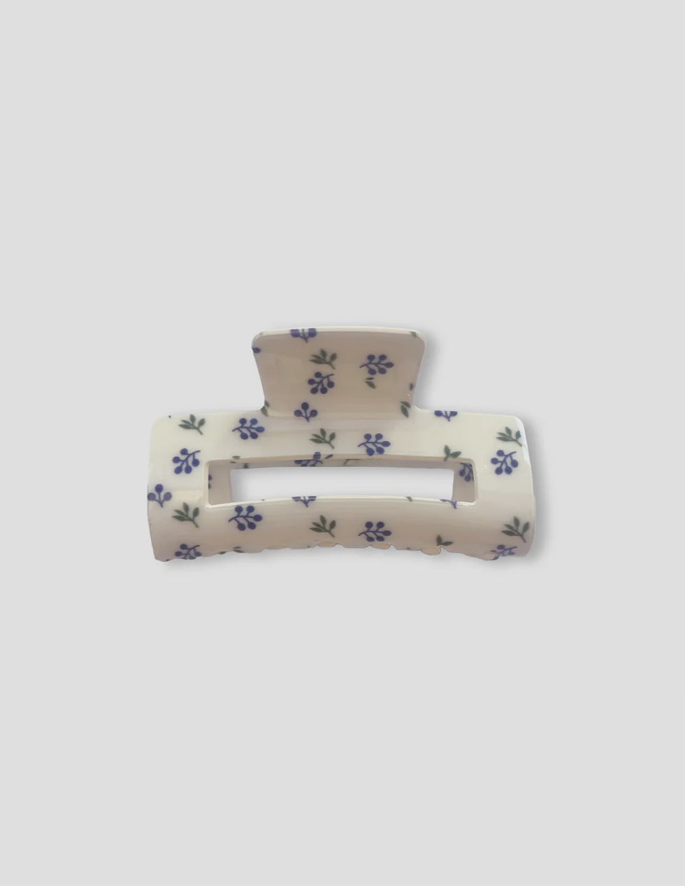 STELLA + GEMMA | ROUNDED RECTANGLE HAIR CLAW | BLUE FLORAL