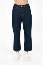 Load image into Gallery viewer, Classic straight-leg jean.
Signature &#39;Humidity Lifestyle&#39; patch on back.
Soft, mid-weight denim.
Mid – to high rise fit – designed for a looser, more comfortable fit.
Locking feature zip (zip will not fall down once locked). Push zipper puller down to lock in place.
Classic denim details with distressed gold button finish.
Functional front and back pockets.
Contrast stitch detail throughout.
Sits just above ankle on average height.
True to size.
