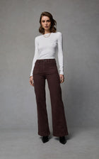 Dricoper Indy wide-leg jeans in French Roast, featuring a high-rise waist, relaxed silhouette, and front patch pockets, crafted from stretch denim for a modern everyday look.