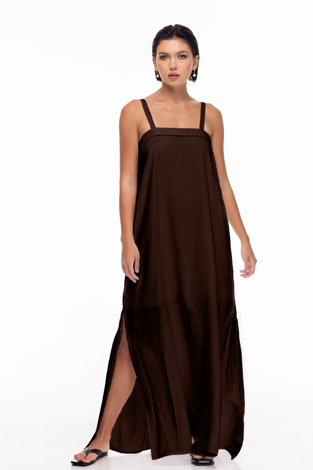 KALI LINEN DRESS | CHOCOLATE