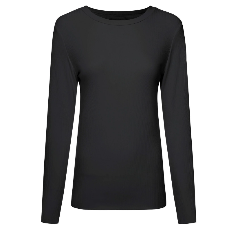 Lina by Moke women’s ribbed jersey top in a buttery soft double layered fabric for warmth, comfort, and confident coverage. Designed with a smooth, body skimming fit, round neckline, and long sleeves for effortless layering. Finished with subtle pale gold hardware at the back neck for a refined touch. An elevated everyday essential designed in New Zealand for polished, easy wear.
