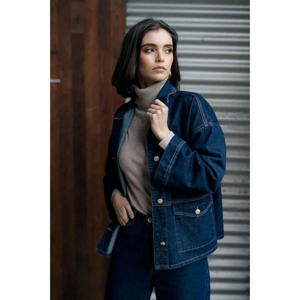 The perfect denim jacket for year-round wear. Great for winter layering or throw over your favourite dress on a summer night. Crafted in a mid-weight cotton blend, the Loz jacket is a classic styling piece. She will keep you lovely and warm without being too heavy.