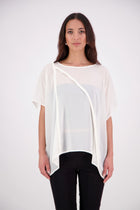  The N-E-S Luna Top – A New Take on Sheer Simplicity
The Luna Top is a modern evolution of a NES favourite. Crafted with exposed French seams on the outside, an angled front seam, and a left-side split for added movement, this sheer layer brings elevated ease to any outfit. Style it over a NES lattice singlet or your favourite base – the Luna Top is designed for effortless layering with a refined edge.
polyester chiffon
designed & made in NZ