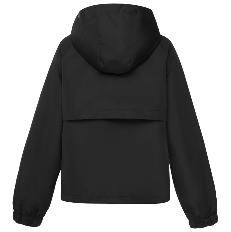 Maggie by Moke women’s short rain jacket with a modern, sporty silhouette. Crafted in a durable matte waterproof fabric with exposed waterproof zip tape for a technical edge. Features a 10,000mm waterproof rating and 5,000g breathability rating for comfortable protection in light to moderate rain. Finished with functional chest pockets and a cinched hem for an adjustable fit. Lightweight, easy to layer, and designed in New Zealand for everyday urban wear.