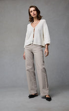 Dri Coper Molly mid-rise straight leg jeans in beige, crafted from soft stretch denim with a clean, timeless silhouette for effortless everyday styling.