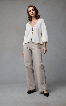 Dri Coper Molly mid-rise straight leg jeans in beige, crafted from soft stretch denim with a clean, timeless silhouette for effortless everyday styling.
