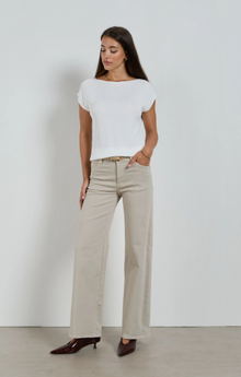 Dri Coper Molly mid-rise straight leg jeans in beige, crafted from soft stretch denim with a clean, timeless silhouette for effortless everyday styling.