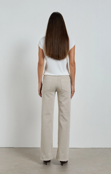 Dri Coper Molly mid-rise straight leg jeans in beige, crafted from soft stretch denim with a clean, timeless silhouette for effortless everyday styling.