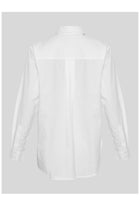 MSCH Copenhagen Olisa Shirt in white, crafted from 100% organic cotton with a loose fit and smooth finish. Features a classic pointed collar, full button front closure, long sleeves with buttoned cuffs, and a softly curved hem for an effortless everyday style.