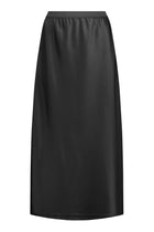The N-E-S Muse Satin Skirt – a full-length hammered satin skirt with bias cut, elasticated waist and soft high-low hem. Elegant and easy. NZ made.