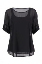 The NES Cross Top – a best-selling chiffon tee with crossover detail, relaxed fit and flattering drape. Lightweight and NZ made.