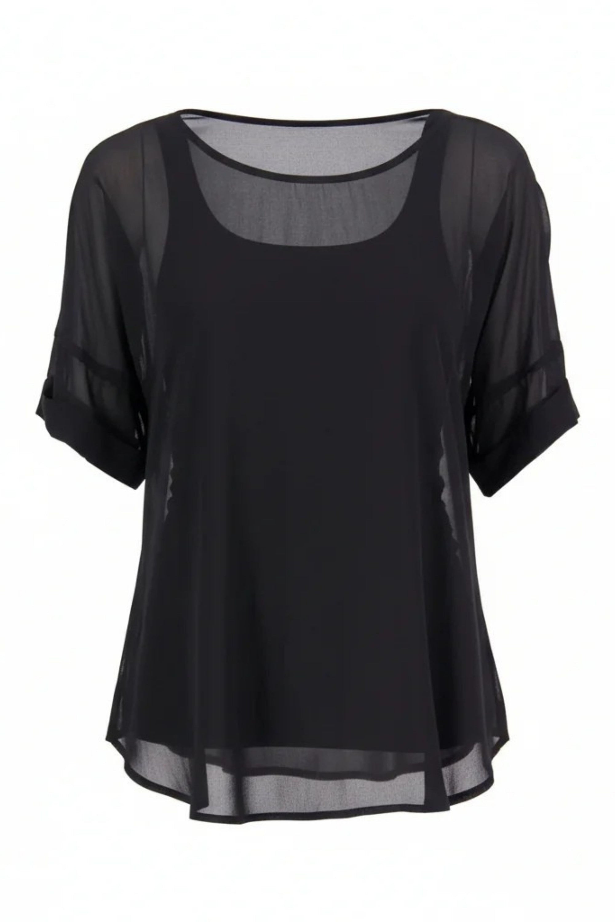 The NES Cross Top – a best-selling chiffon tee with crossover detail, relaxed fit and flattering drape. Lightweight and NZ made.