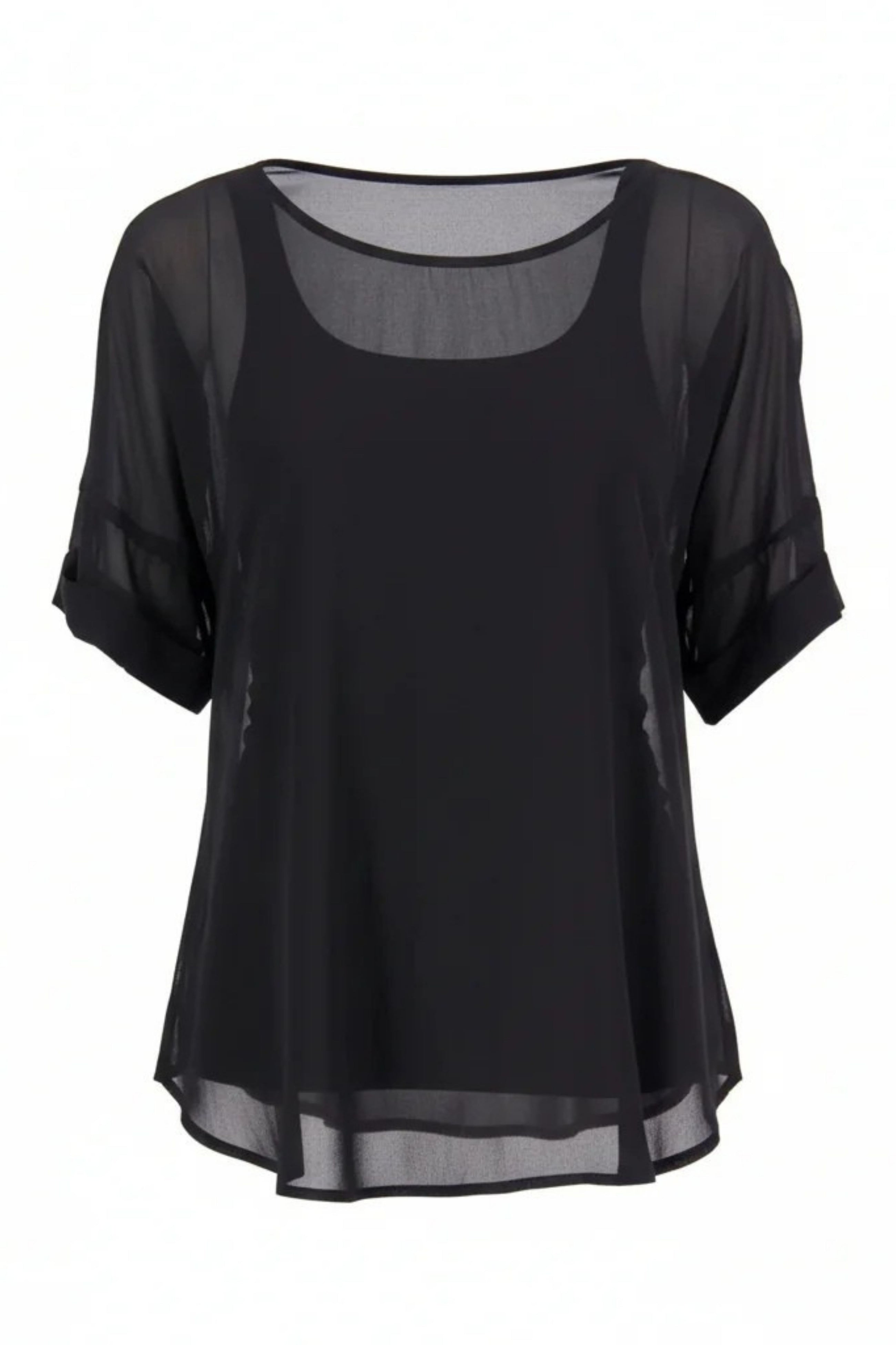 The NES Cross Top – a best-selling chiffon tee with crossover detail, relaxed fit and flattering drape. Lightweight and NZ made.
