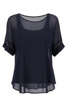 The NES Cross Top – a best-selling chiffon tee with crossover detail, relaxed fit and flattering drape. Lightweight and NZ made.