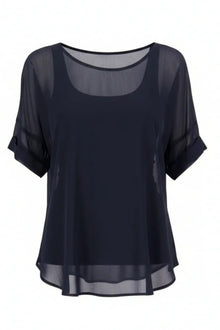 The NES Cross Top – a best-selling chiffon tee with crossover detail, relaxed fit and flattering drape. Lightweight and NZ made.