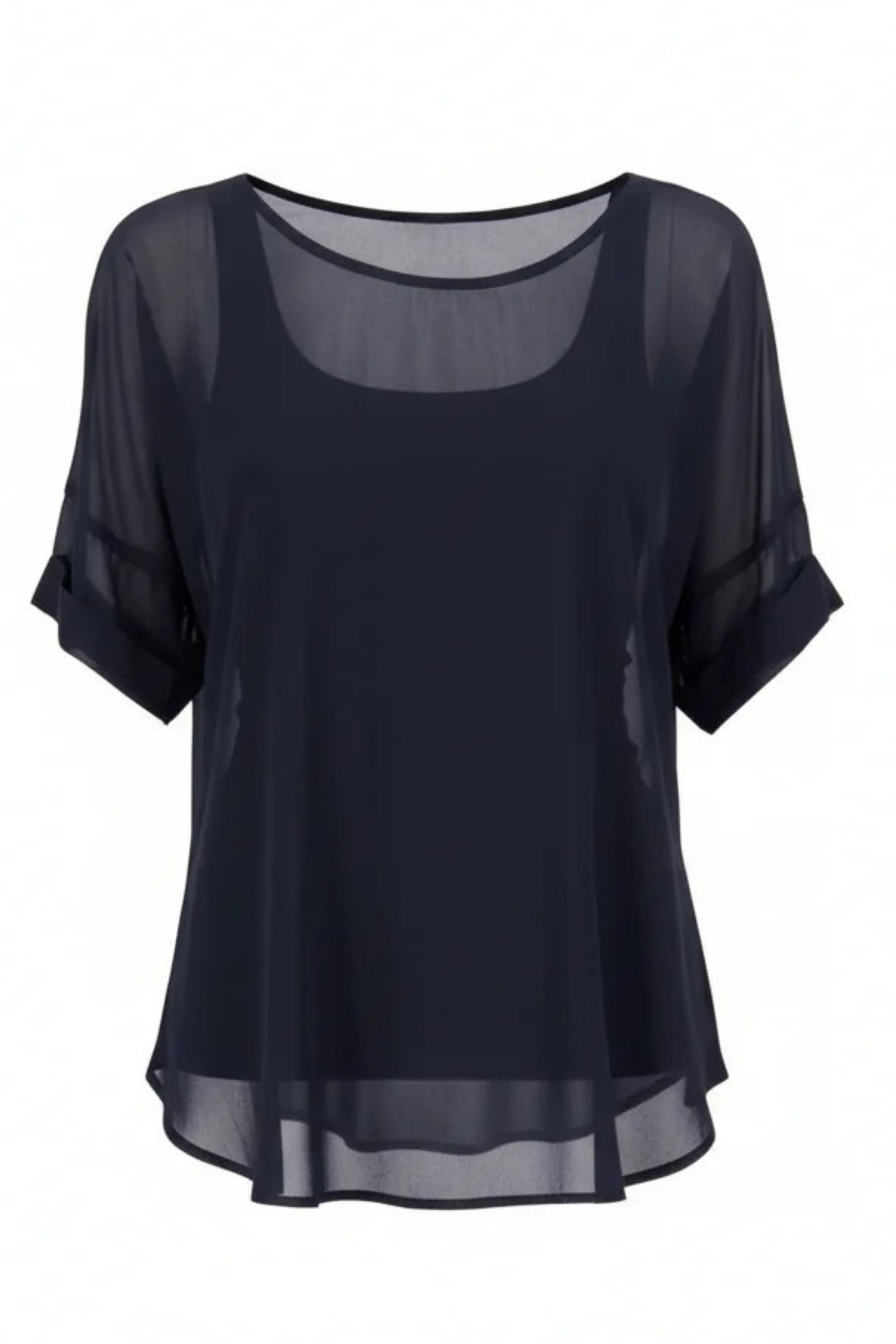 The NES Cross Top – a best-selling chiffon tee with crossover detail, relaxed fit and flattering drape. Lightweight and NZ made.