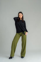 NES Dolly Bird Pants are back and better than ever! These wide-leg pants feature a versatile fold-down waistband that can be worn up or folded for a customizable fit. Whether you’re dressing up or down, these pants will quickly become your go-to wardrobe staple for years to come. Available in two lengths: