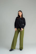 NES Dolly Bird Pants are back and better than ever! These wide-leg pants feature a versatile fold-down waistband that can be worn up or folded for a customizable fit. Whether you’re dressing up or down, these pants will quickly become your go-to wardrobe staple for years to come. Available in two lengths: 