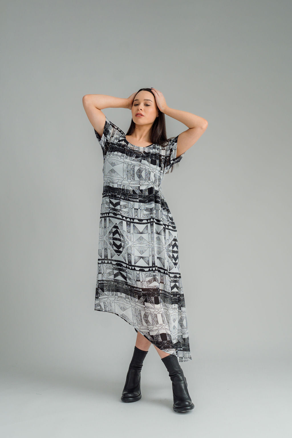 FLOW DRESS | BLK/WHT PRINT