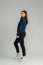 Load image into Gallery viewer, The NES Merino Leisure Tie Top is a stylish and versatile piece, perfect for pairing with your favourite denim, Dolly B pants, Drilled Gin pants, or the Ribs skirt. This top features a self-tie at the side that can be adjusted to your liking—tied tight for a more structured look or looped loose for a relaxed feel. With its batwing design and cigarette sleeves, it offers a flattering silhouette that adds slimness to your lower arms while providing maximum comfort. 100% merino

