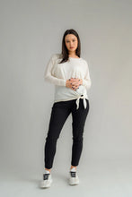 Load image into Gallery viewer, The NES Merino Leisure Tie Top is a stylish and versatile piece, perfect for pairing with your favourite denim, Dolly B pants, Drilled Gin pants, or the Ribs skirt. This top features a self-tie at the side that can be adjusted to your liking—tied tight for a more structured look or looped loose for a relaxed feel. With its batwing design and cigarette sleeves, it offers a flattering silhouette that adds slimness to your lower arms while providing maximum comfort. 100% merino
