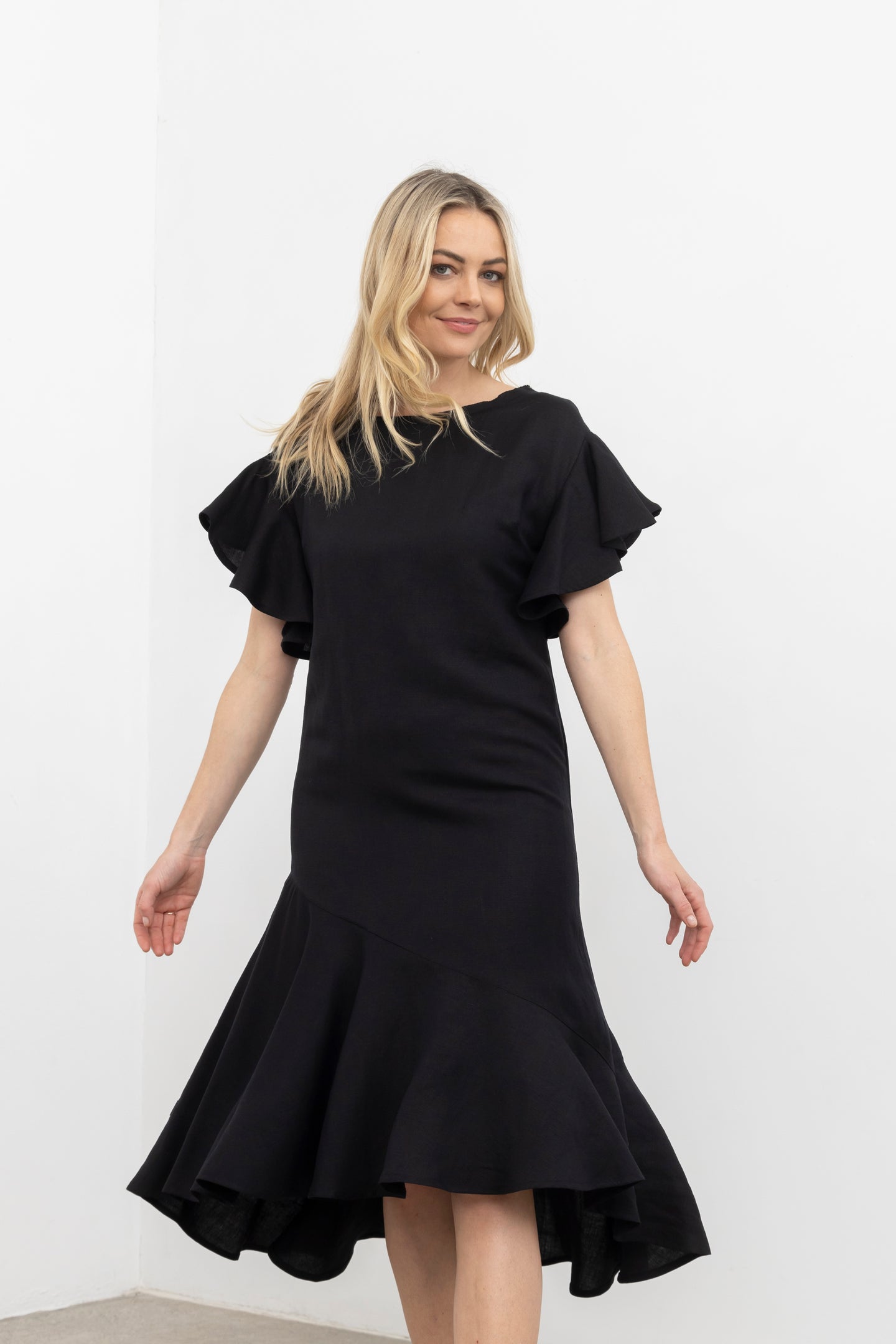 MAYANNA LINEN DRESS | BLACK