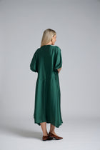 The N-E-S Remi Dress – a floaty chiffon maxi with kimono sleeves, V neckline and soft movement. Designed to layer over a N-E-S Lattice Slip. Made in NZ.