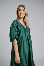 The N-E-S Remi Dress – a floaty chiffon maxi with kimono sleeves, V neckline and soft movement. Designed to layer over a N-E-S Lattice Slip. Made in NZ.