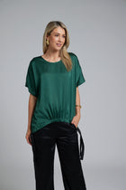 The N-E-S Vanotti Tunic – a floaty scoop-neck tunic in viscose georgette or satin. Wear loose or drawn in. Sizes XS/S, SM, ML. NZ made.