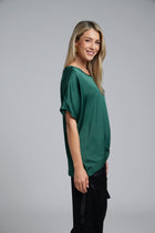 The N-E-S Vanotti Tunic – a floaty scoop-neck tunic in viscose georgette or satin. Wear loose or drawn in. Sizes XS/S, SM, ML. NZ made.
