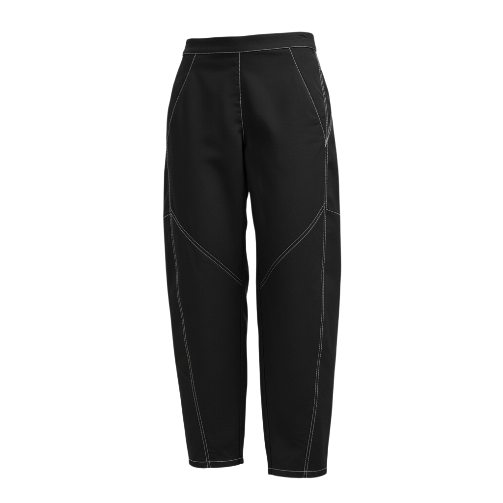 The NES Demi Pant – a relaxed barrel leg pant with elastic waist and utility detailing. Comfortable, modern and NZ made.