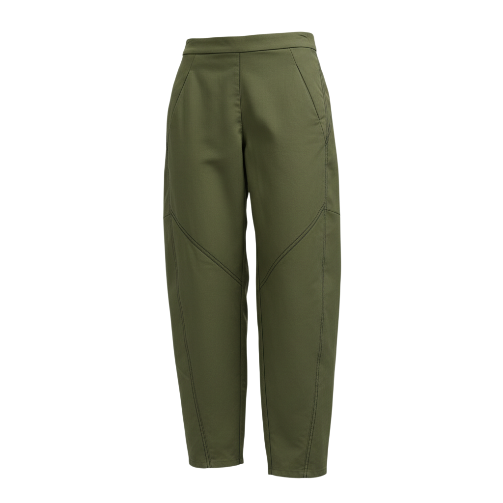 The NES Demi Pant – a relaxed barrel leg pant with elastic waist and utility detailing. Comfortable, modern and NZ made.