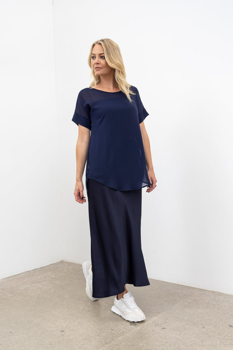 N-E-S | MUSE SATIN SKIRT | black, ink