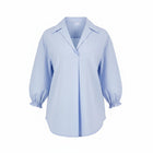 The NES Fara Shirt – a feminine shirt with shirred sleeves, V-neck and back detail. Lightweight, versatile and NZ made.