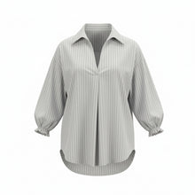 The NES Fara Shirt – a feminine shirt with shirred sleeves, V-neck and back detail. Lightweight, versatile and NZ made.