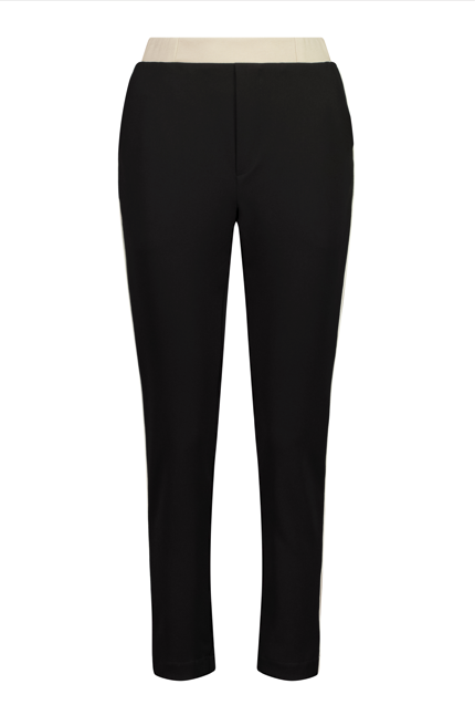 The NES Lilly Piped Pant by N-E-S – a 7/8 straight leg pant with contrast piping, soft stretch fabric and sport-luxe detailing. Comfortable, polished and NZ made.