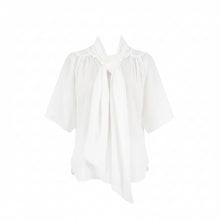 The NES Nova Shirt in cotton flock – a textured, reversible shirt with tie neckline. Lightweight, elegant and NZ made.