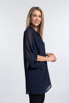 The NES Obi Shirt – a sheer chiffon shirt with relaxed fit and adjustable waist. Lightweight, versatile and NZ made.