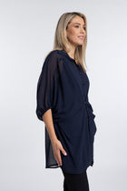 The NES Obi Shirt – a sheer chiffon shirt with relaxed fit and adjustable waist. Lightweight, versatile and NZ made.
